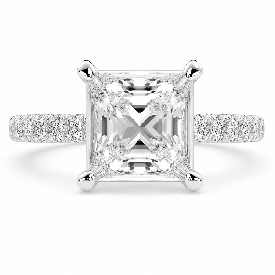 Ginevra 2.2 Carat Princess Cut Tapered Engagement Ring