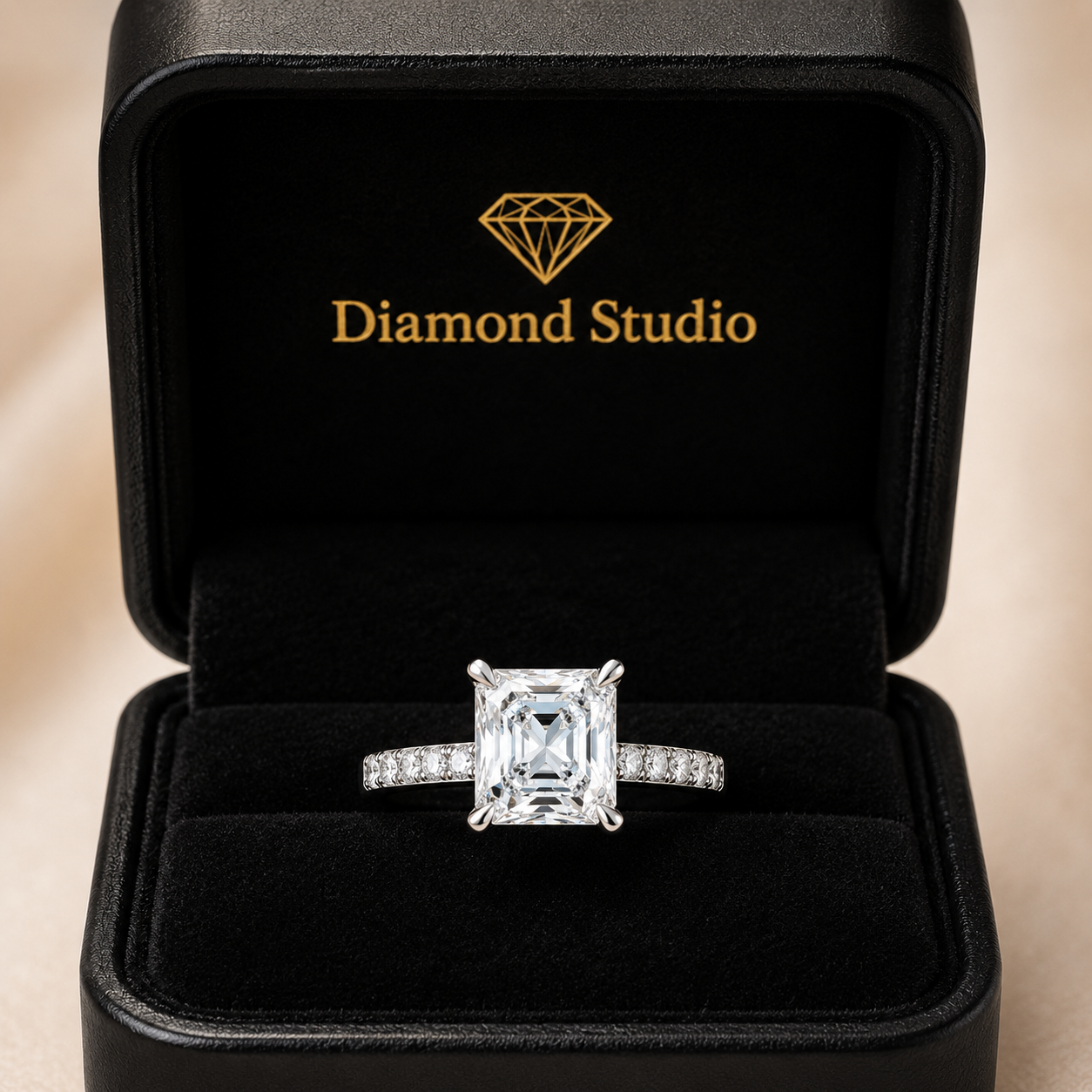 Ginevra  Princess Cut Tapered Engagement Ring