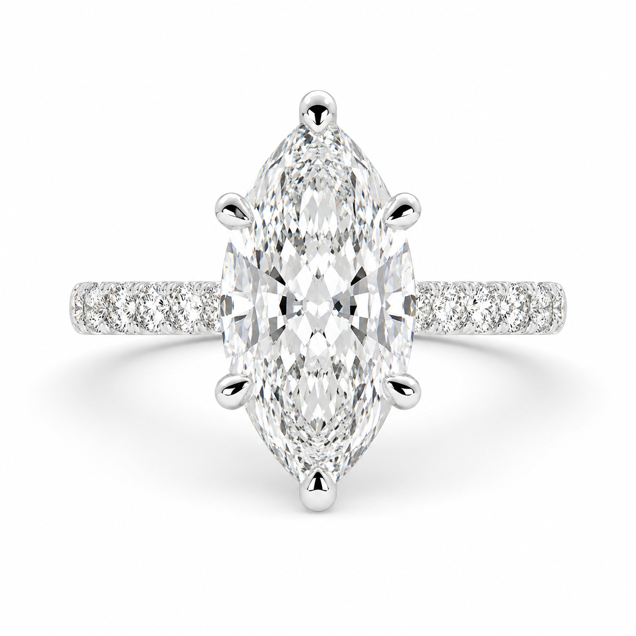 VS1 D Lab Grown Diamond Pave Marquise Ring