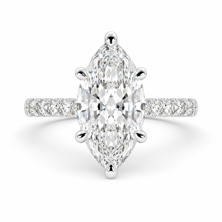 VS1 D Lab Grown Diamond Pave Marquise Ring