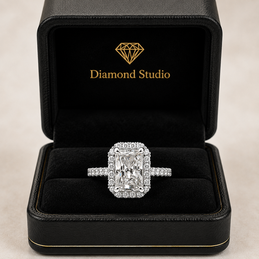 Isadora 1.4 Carat Radiant Cut Halo Pave Engagement Ring
