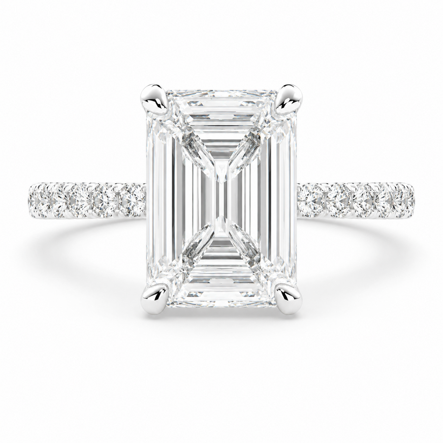 Ginevra 3.2 Carat Emerald Cut Tapered Engagement Ring