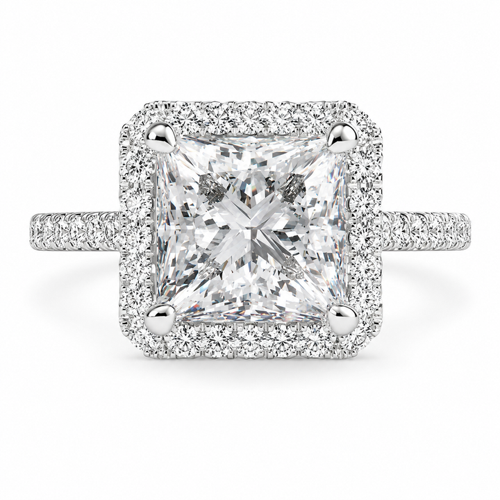 Isadora 1.4 Carat Princess Cut Halo Pave Engagement Ring — product image