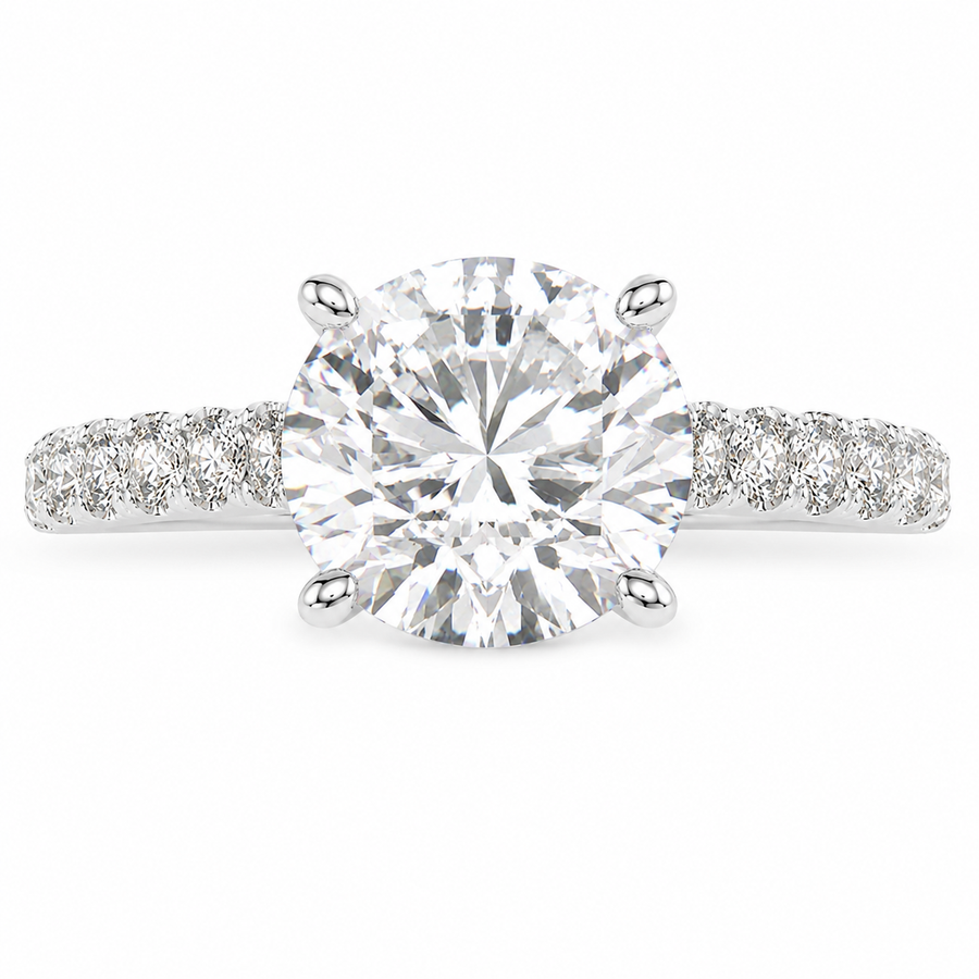 Ginevra 3.2 Carat Round Cut Tapered Engagement Ring