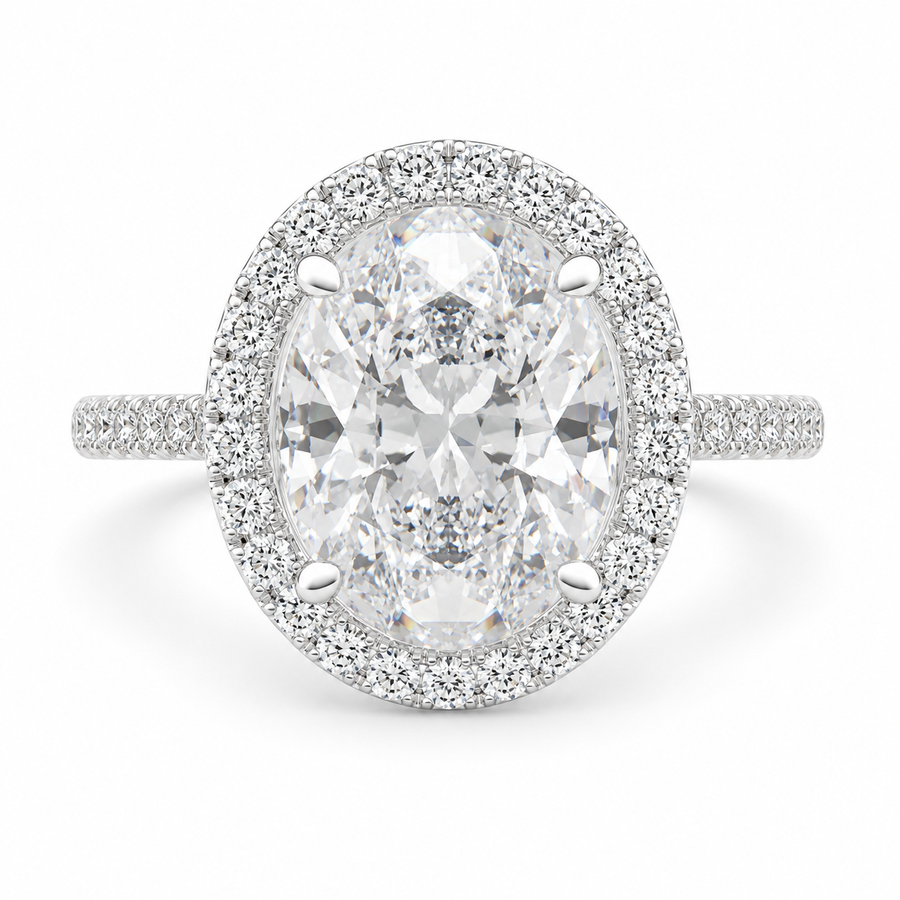 Isadora 4.4 Carat Oval Cut Halo Pave Engagement Ring