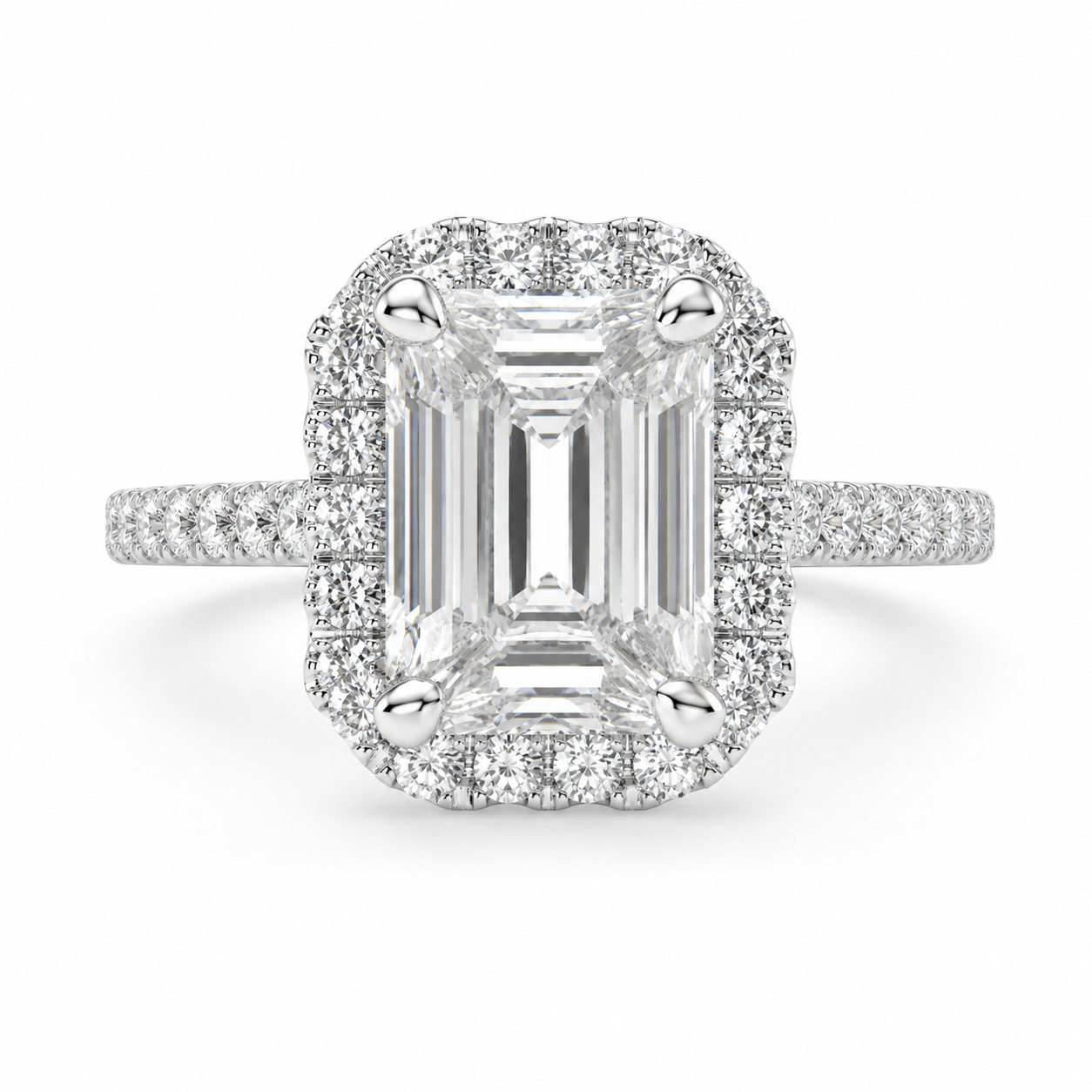 Isadora  Emerald Cut Halo Pave Engagement Ring