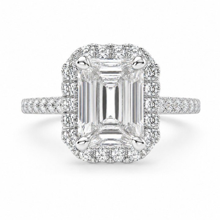 Isadora  Emerald Cut Halo Pave Engagement Ring