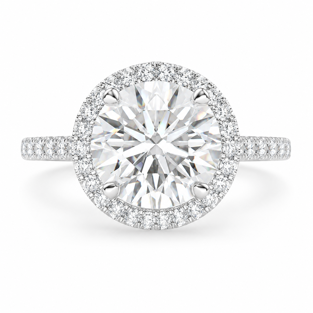 Isadora 3.4 Carat Round Cut Halo Pave Engagement Ring