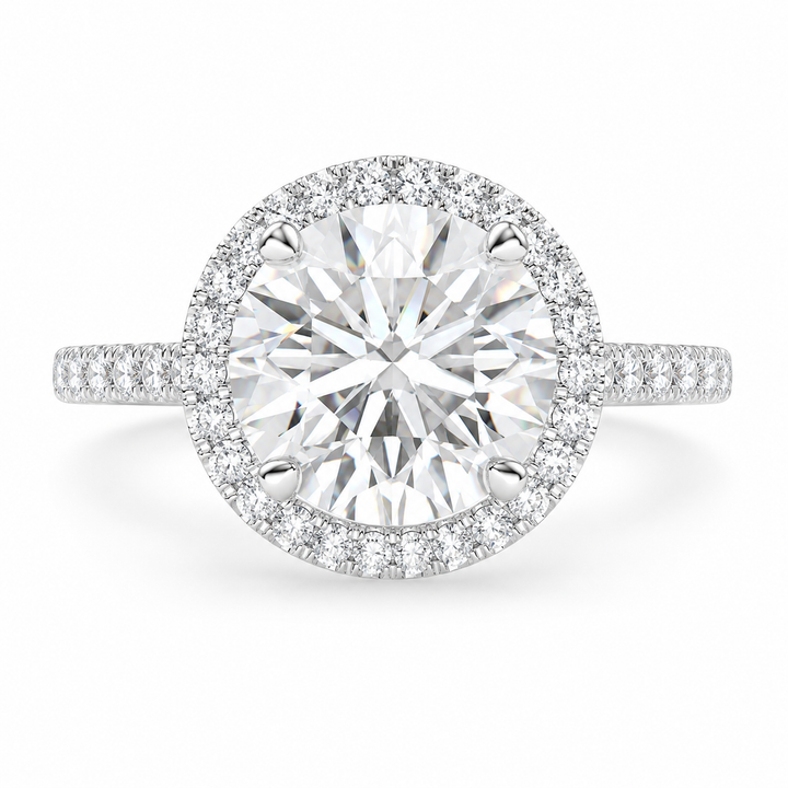 Isadora 3.4 Carat Round Cut Halo Pave Engagement Ring