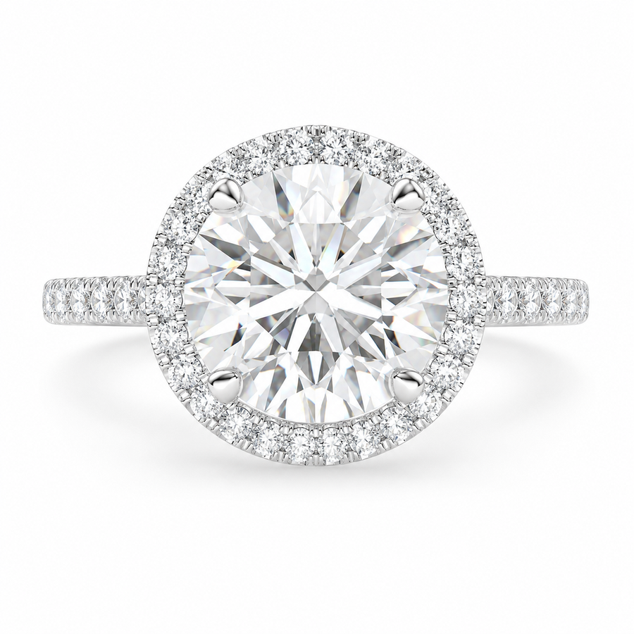 Isadora 4.4 Carat Round Cut Halo Pave Engagement Ring