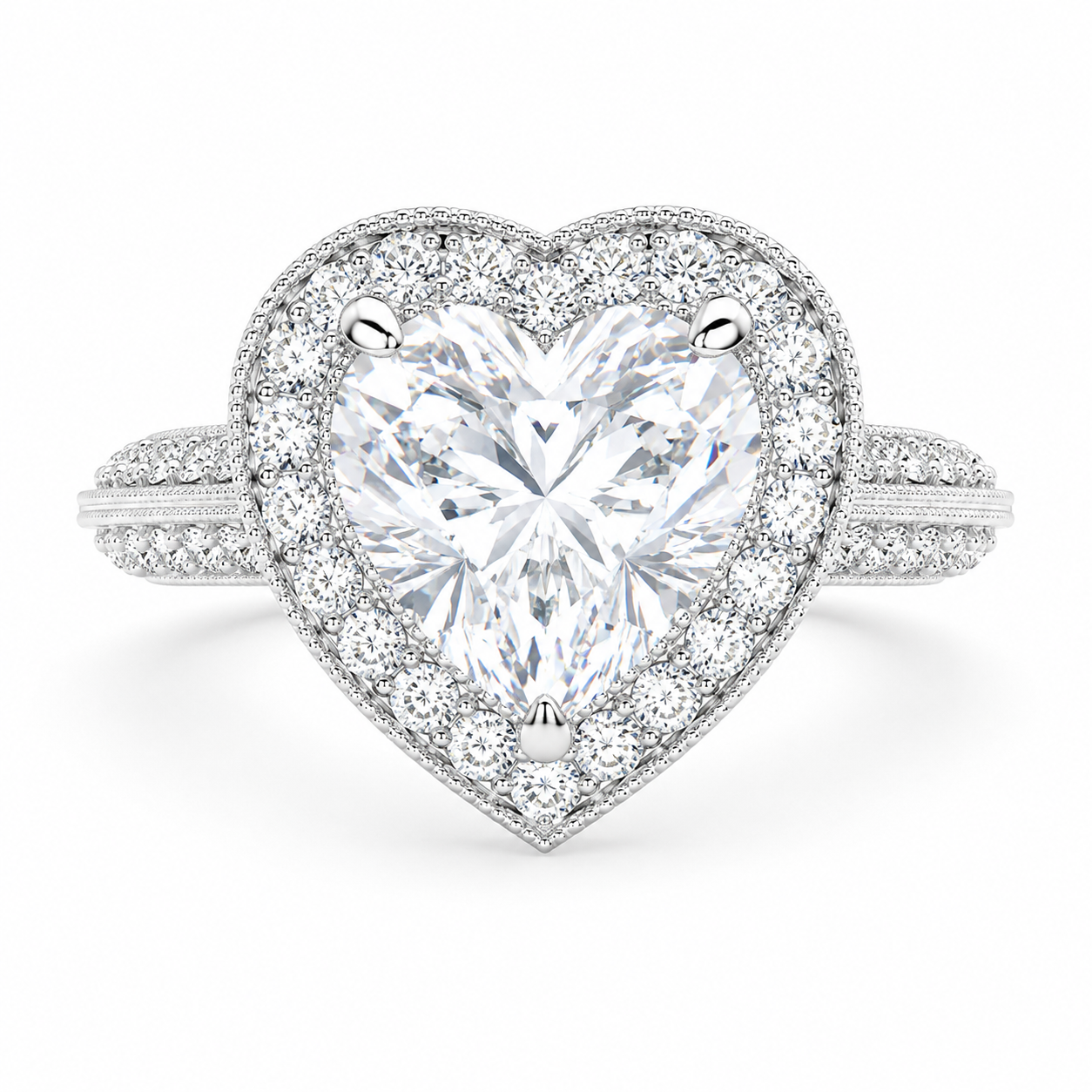 VS1 D Lab Grown Diamond Halo Pave Radiant Ring