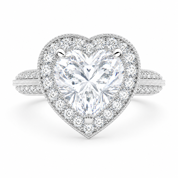VS1 D Lab Grown Diamond Halo Pave Radiant Ring