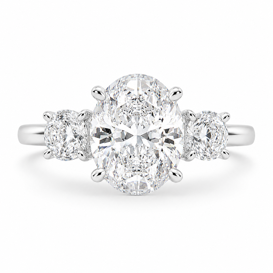 Hana 1.2 Carat Oval Cut 3 Stone Engagement Ring