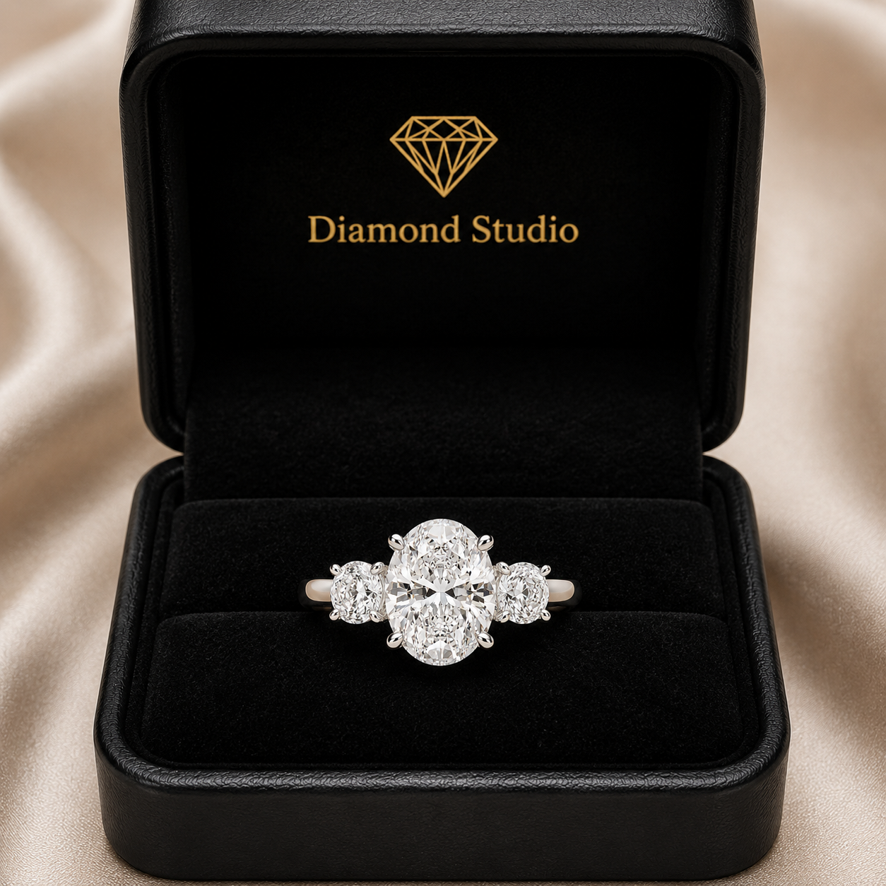 VS1 D Lab Grown Diamond Trilogy Oval Ring