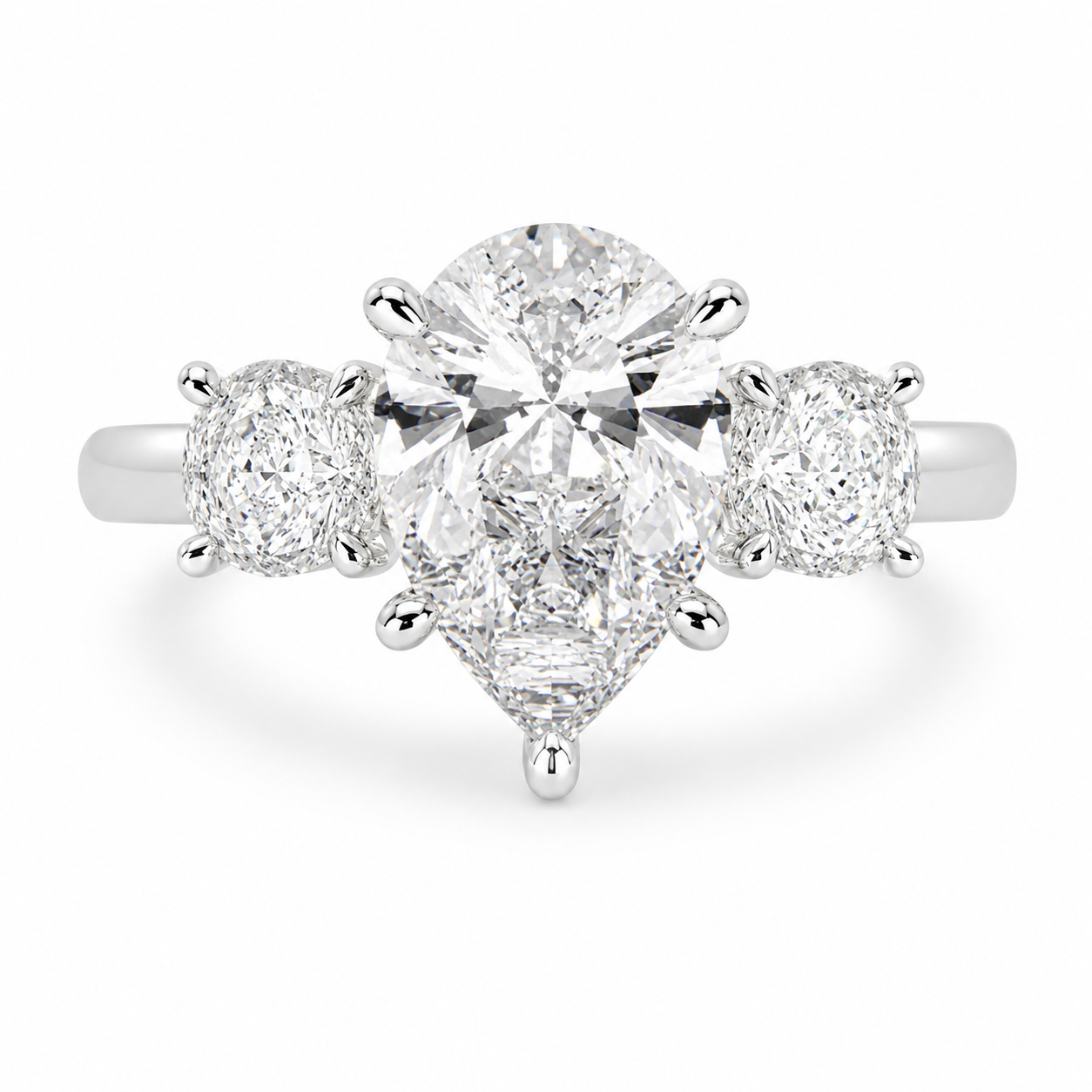 VS1 D Lab Grown Diamond Trilogy Pear Ring