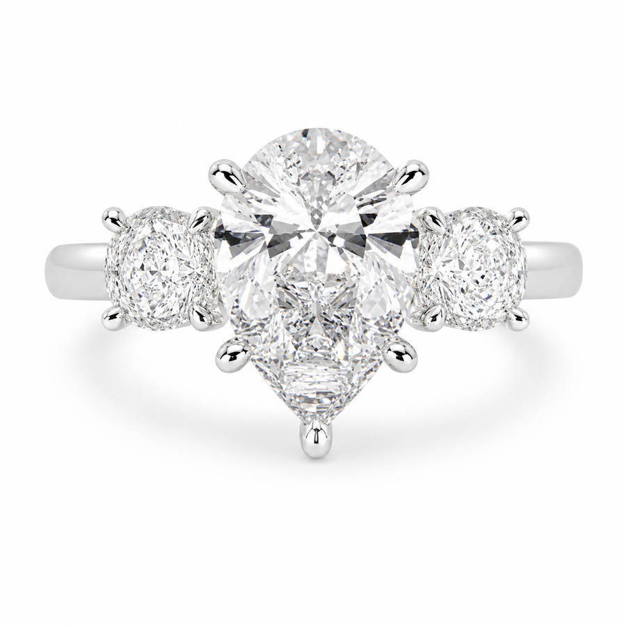 Hana 4.2 Carat Pear Cut 3 Stone Engagement Ring