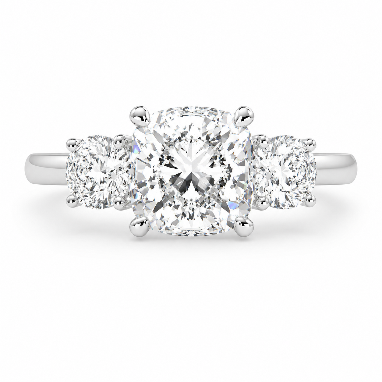 VS1 D Lab Grown Diamond Trilogy Cushion Ring