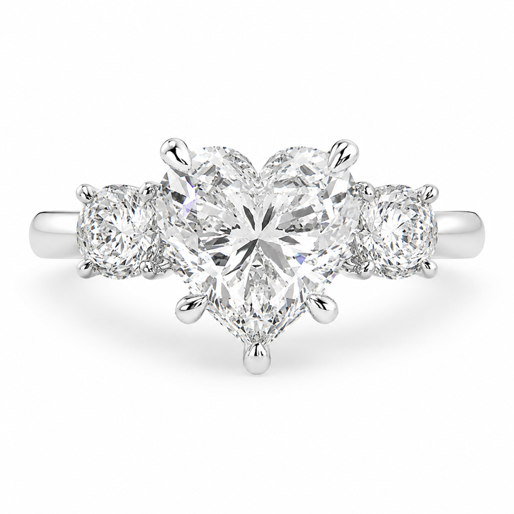 Hana 3.2 Carat Heart Cut 3 Stone Engagement Ring — product image