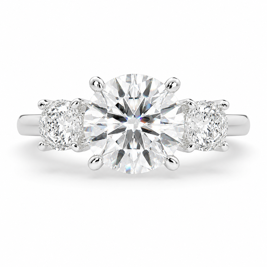 Hana 4.2 Carat Round Cut 3 Stone Engagement Ring