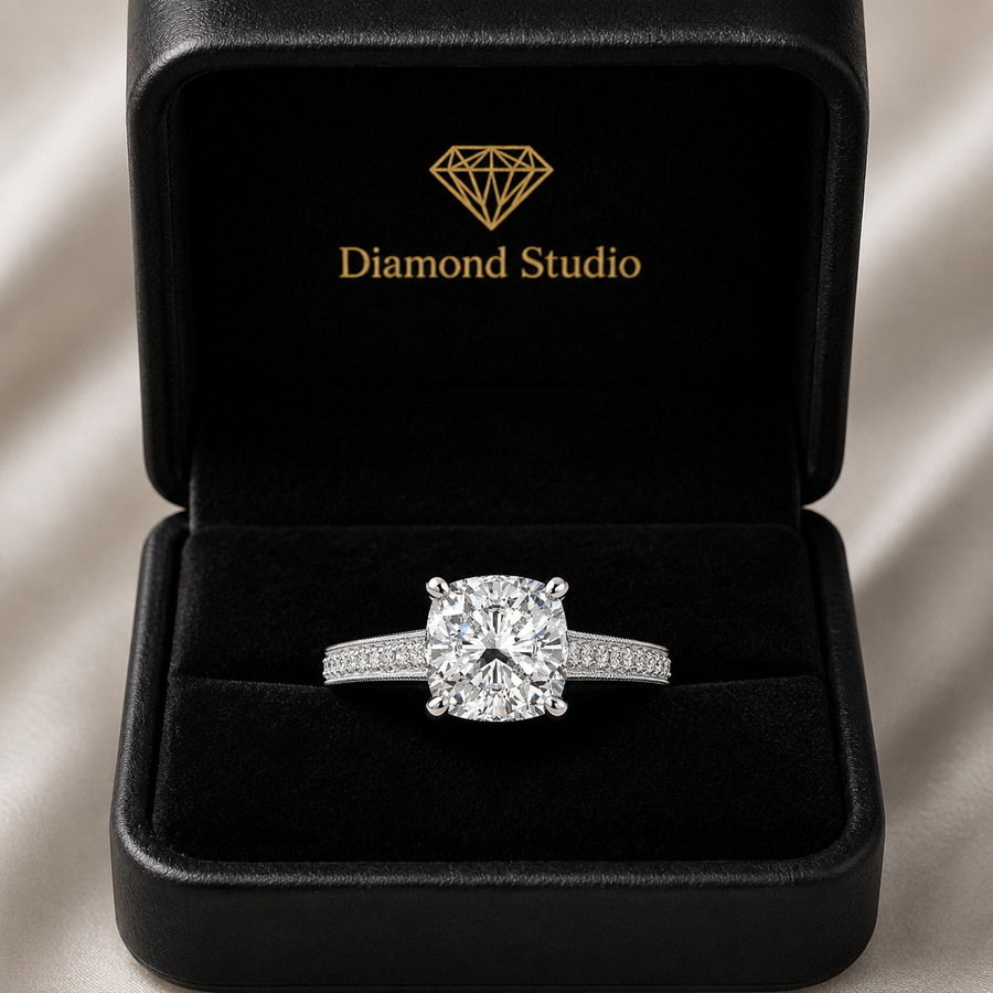 Martina 1.75 Carat Cushion Cut Pave Engagement Ring