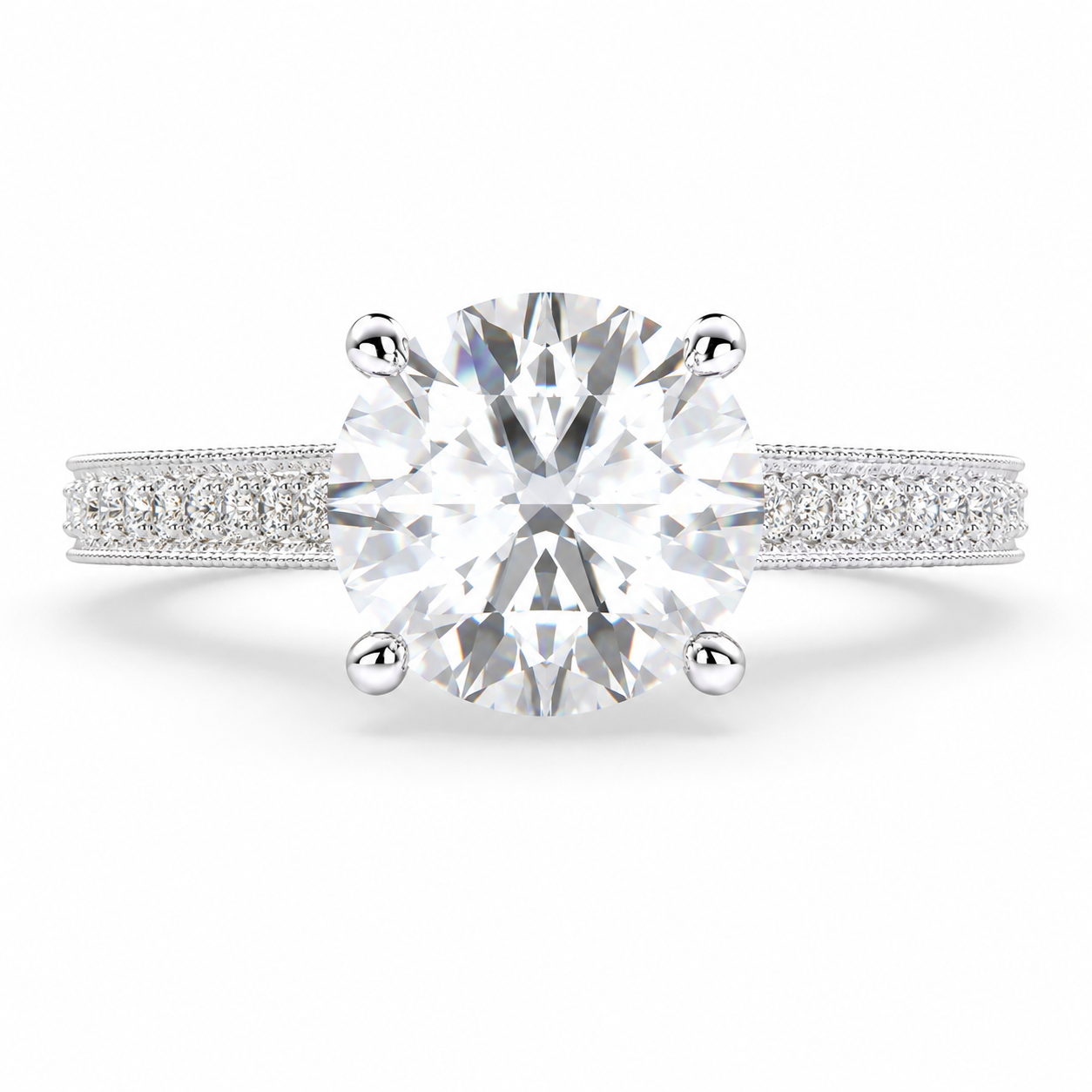 VS1 D Lab Grown Diamond Pave Round Ring
