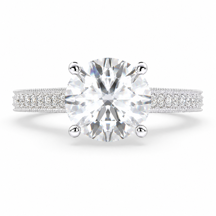 VS1 D Lab Grown Diamond Pave Round Ring