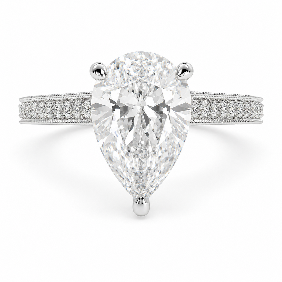 Martina 4.75 Carat Pear Cut Pave Engagement Ring
