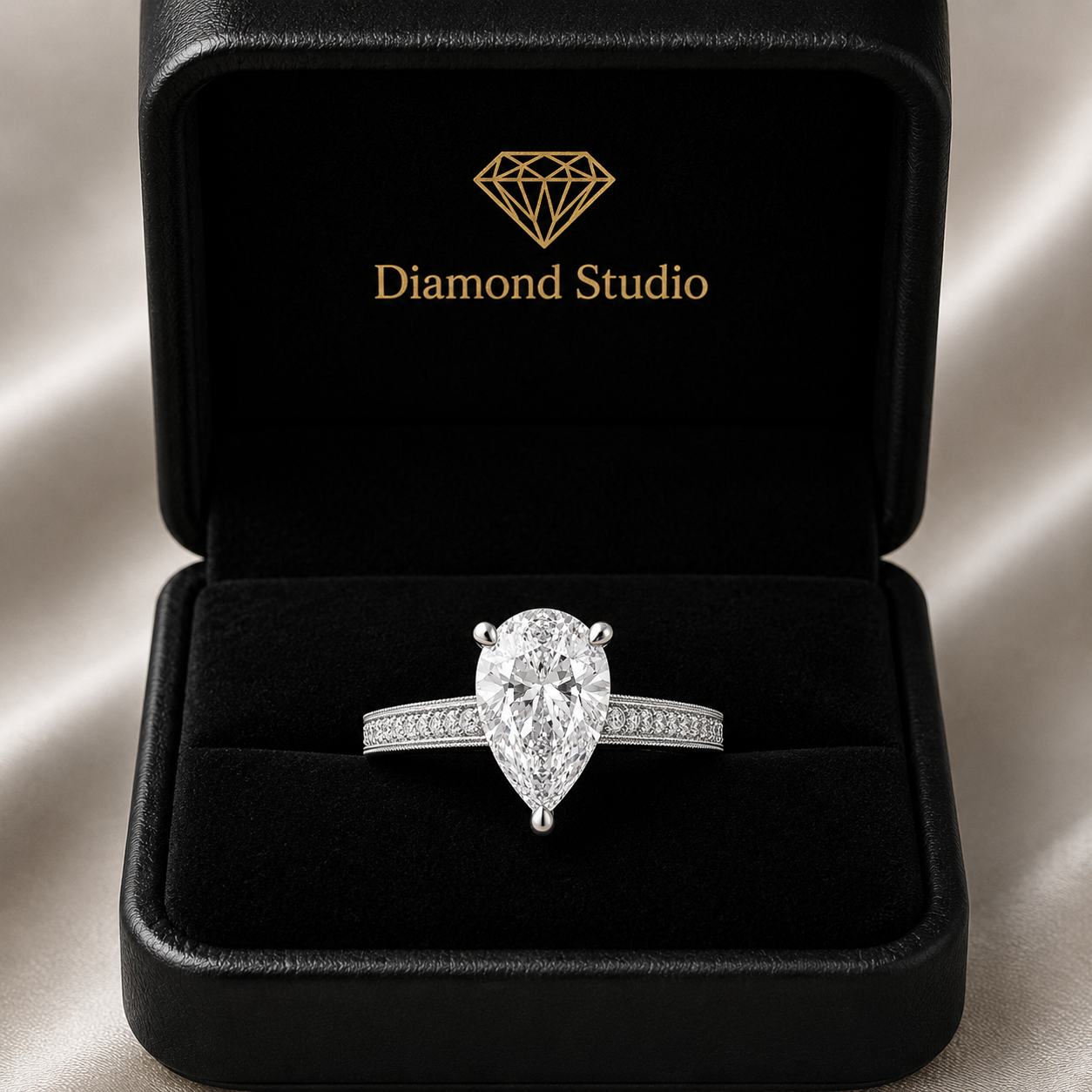 Martina 4.75 Carat Pear Cut Pave Engagement Ring