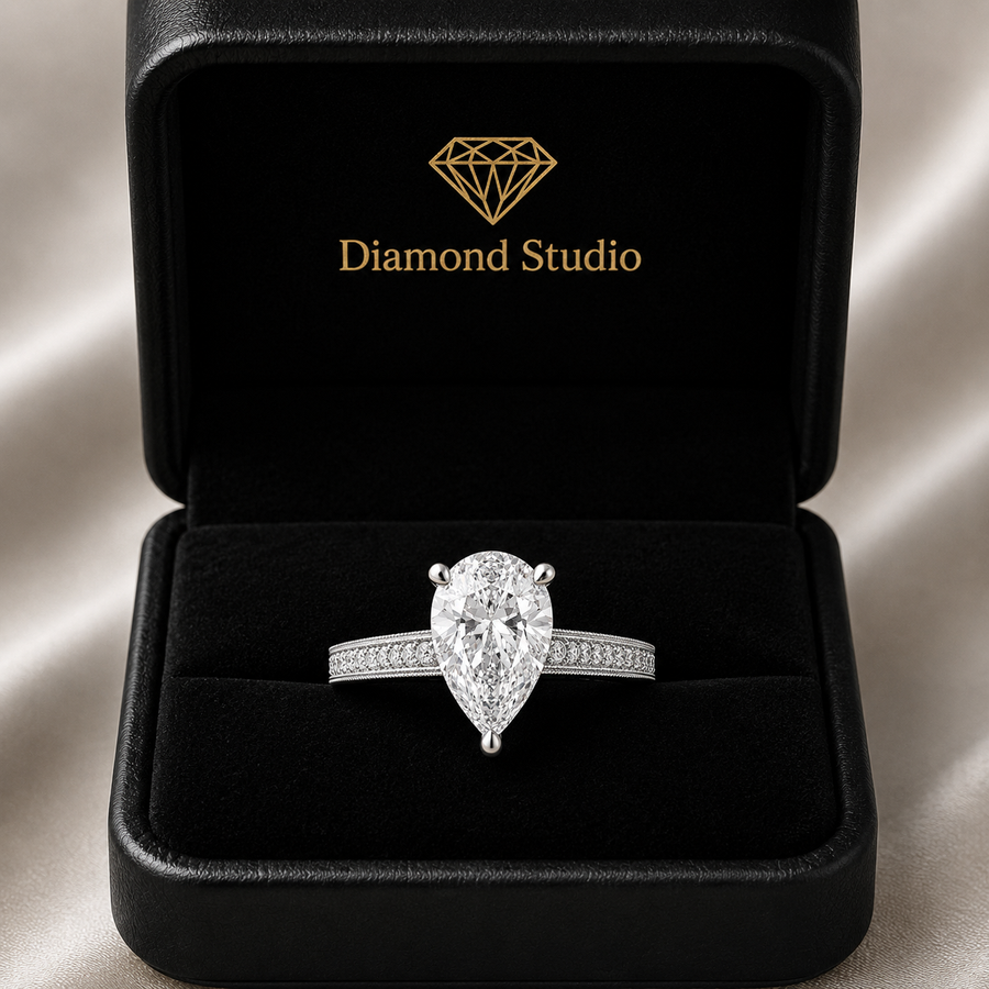 Martina 4.75 Carat Pear Cut Pave Engagement Ring