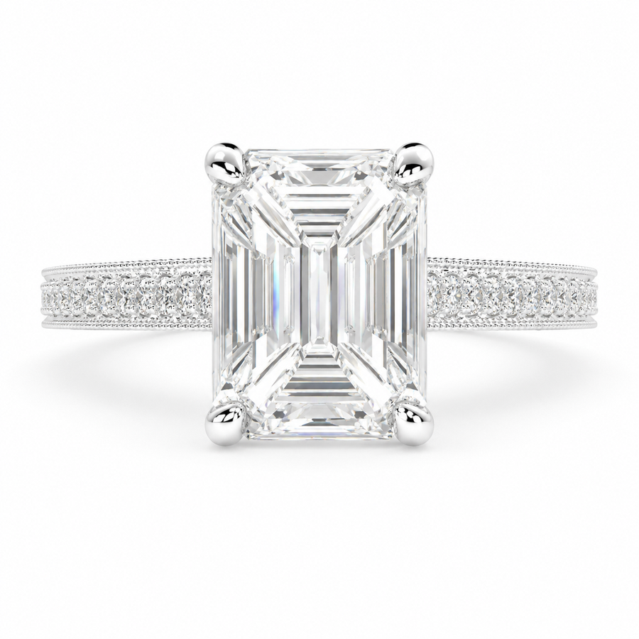 Martina 1.75 Carat Emerald Cut Pave Engagement Ring