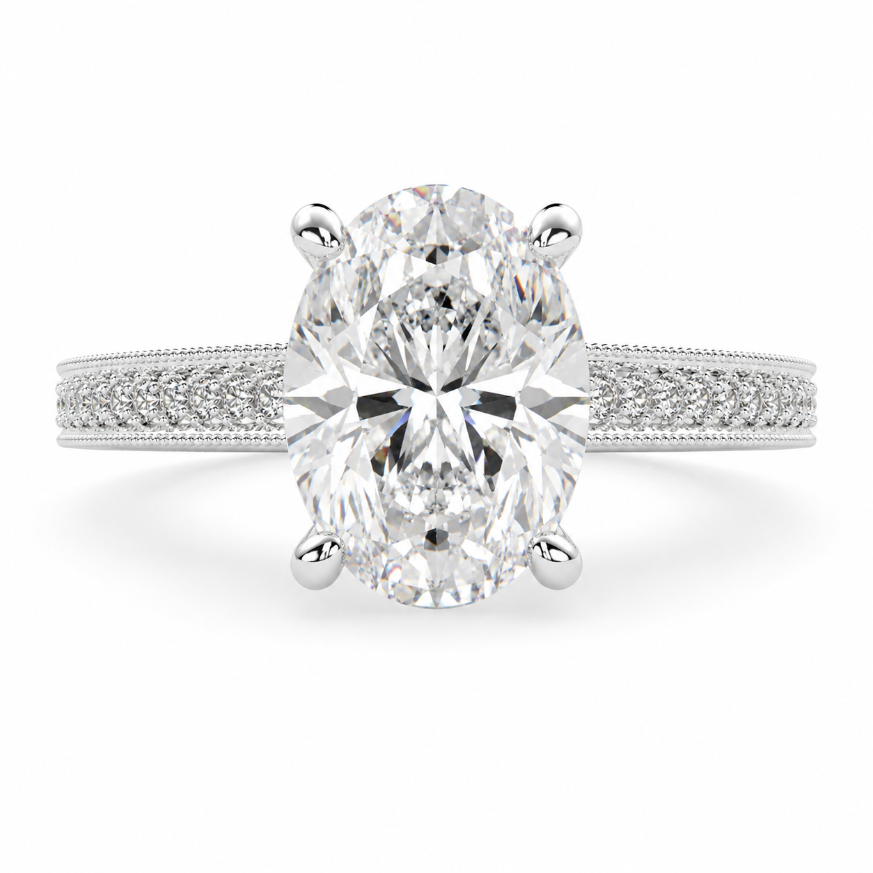 Carat VS1 D Lab Grown Diamond Pave Oval Ring