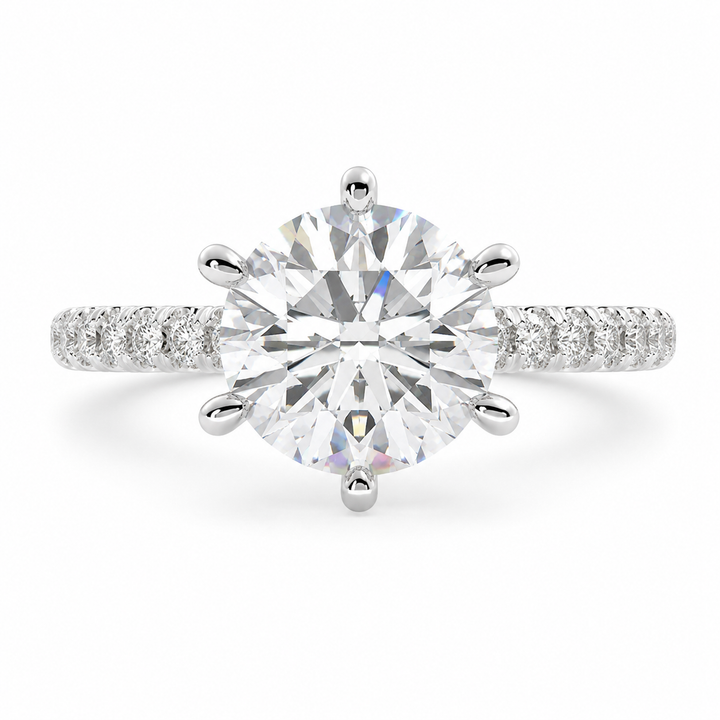 Karina 1.3 Carat Round Cut Pave 6 Prong Engagement Ring — product image