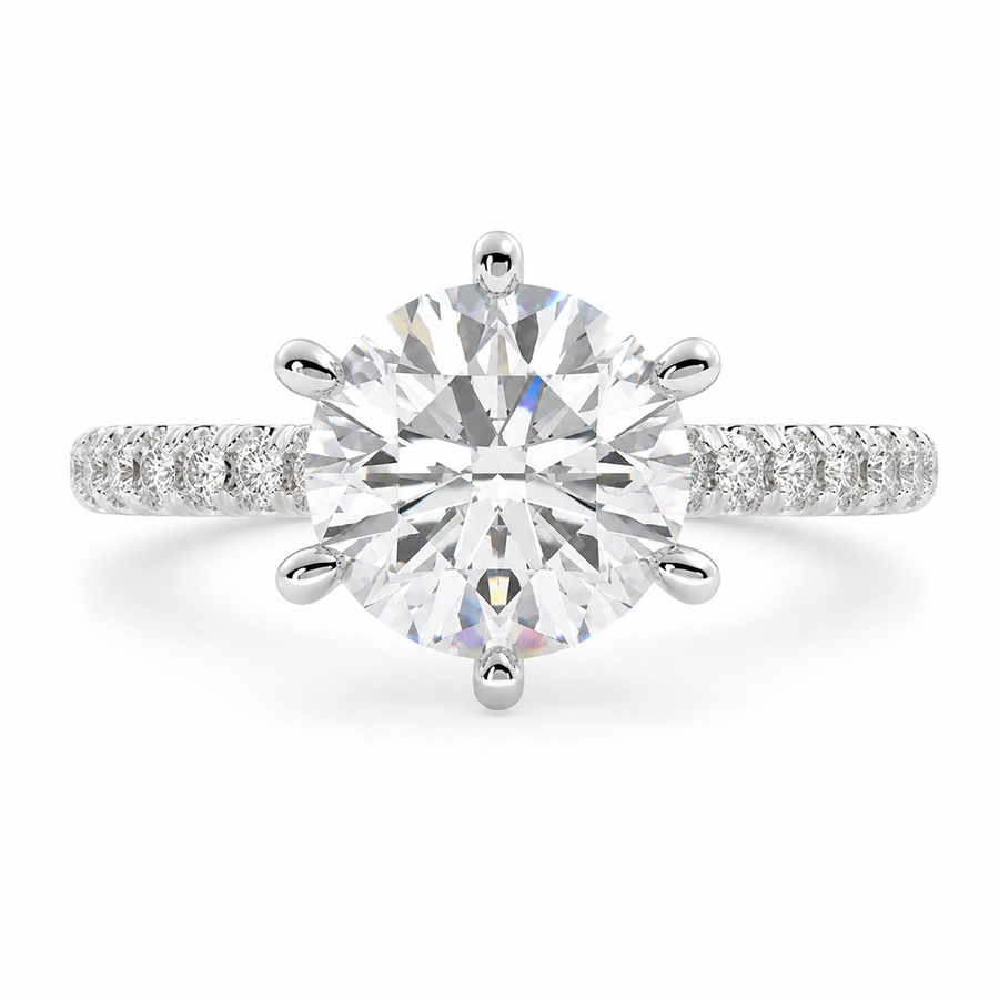 Karina 1.3 Carat Round Cut Pave 6 Prong Engagement Ring