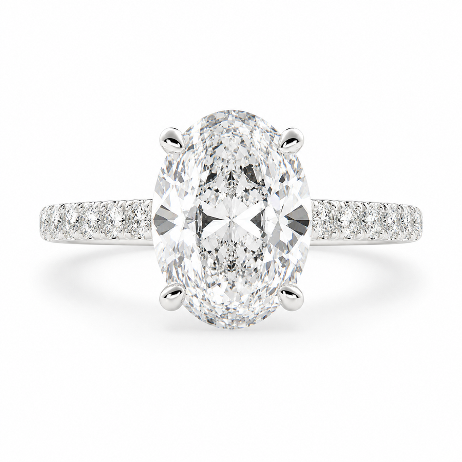Karina 1.3 Carat Oval Cut Pave 6 Prong Engagement Ring