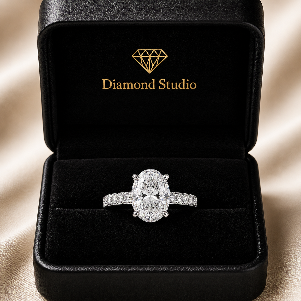 Karina  Oval Cut Pave 6 Prong Engagement Ring