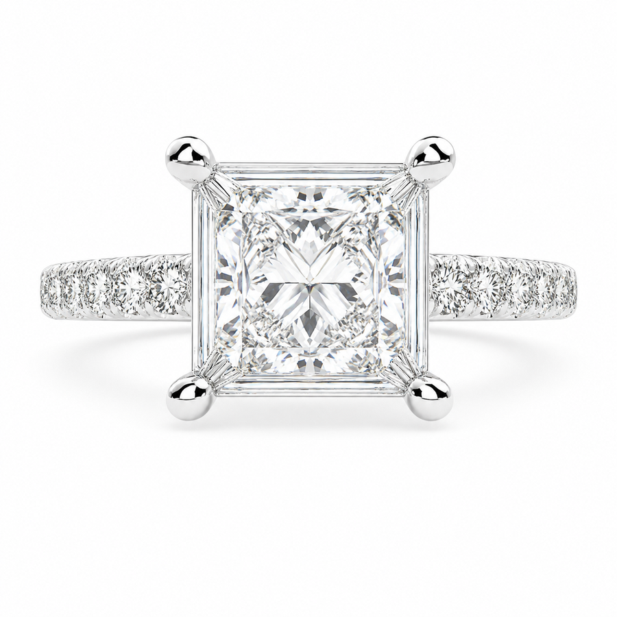 Karina 3.3 Carat Princess Cut Pave 6 Prong Engagement Ring