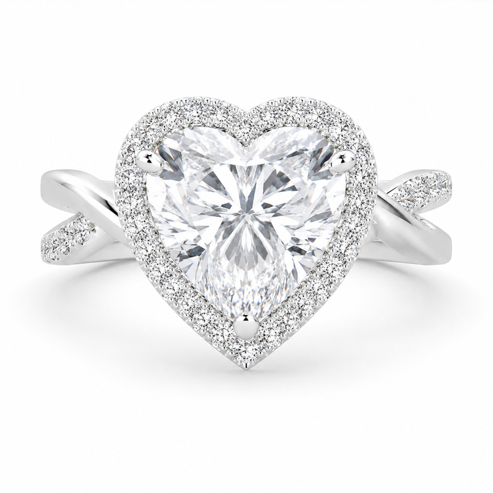 Celestina 3.35 Carat Heart Cut Halo Pave Split Shank Engagement Ring — product image