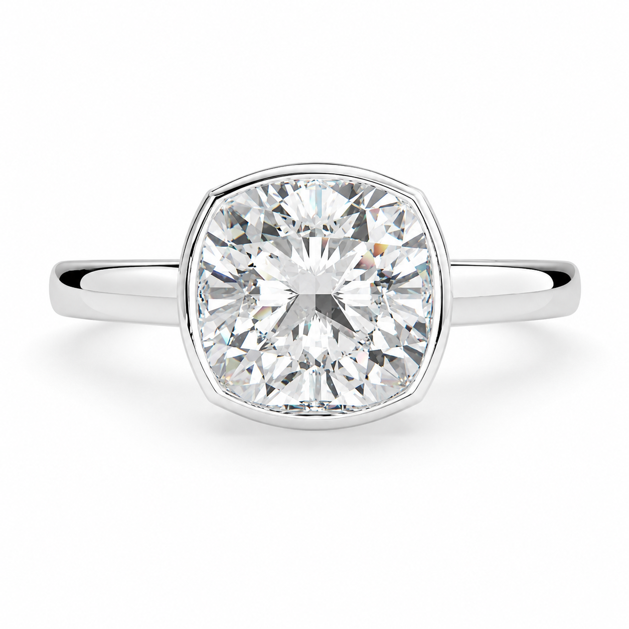 VS1 D Lab Grown Diamond Halo Pave Cushion Ring