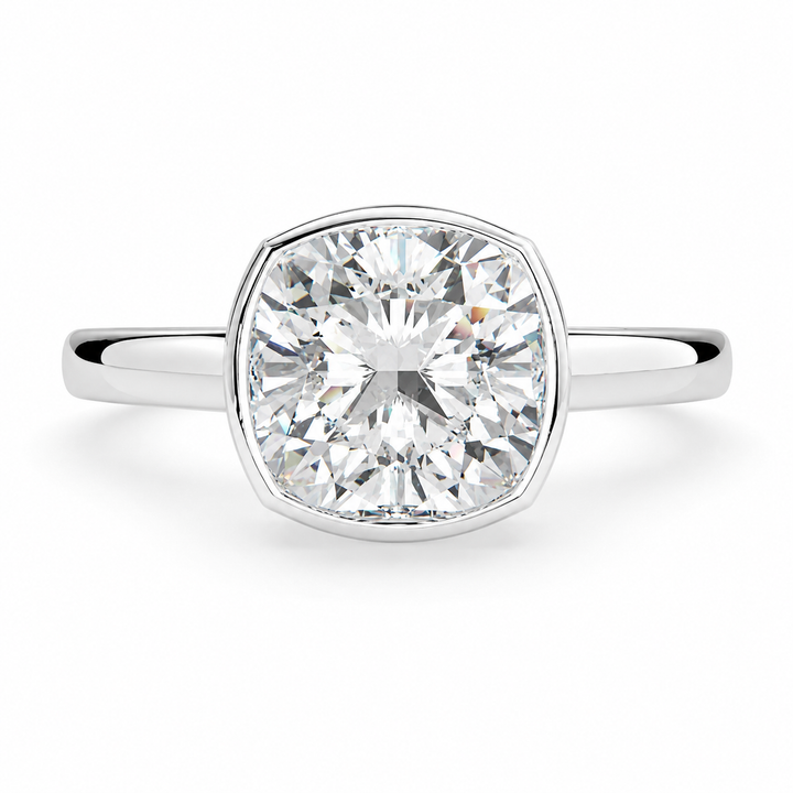 VS1 D Lab Grown Diamond Halo Pave Cushion Ring