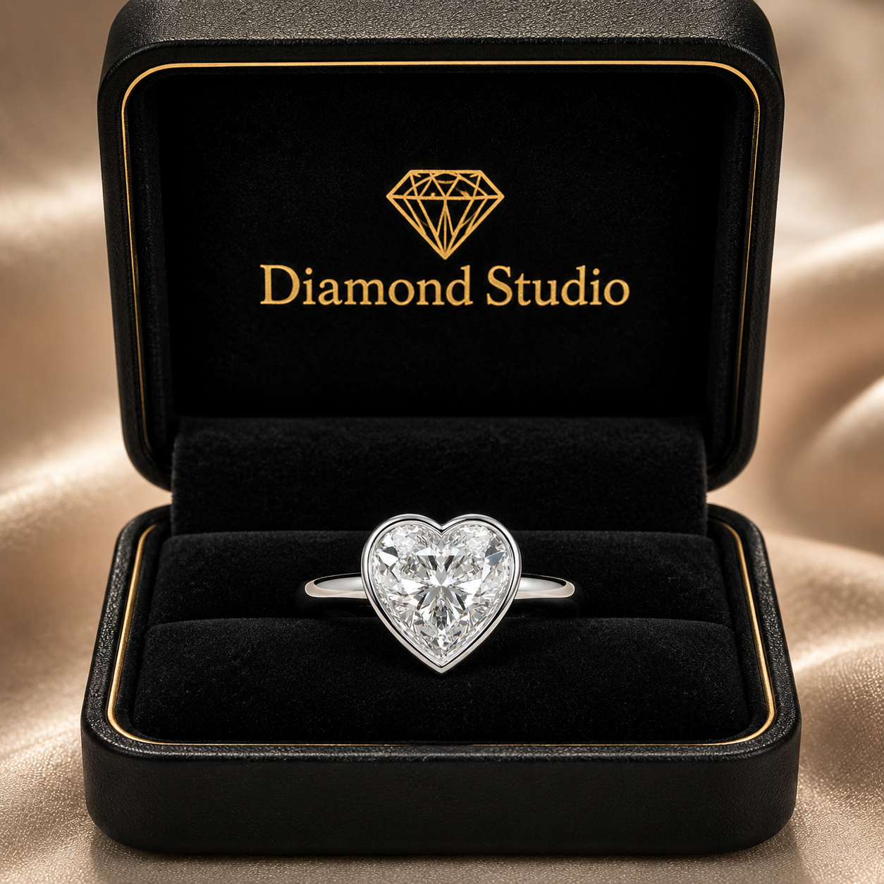 Xenia 2.15 Carat Heart Cut Halo Pave Solitaire Engagement Ring