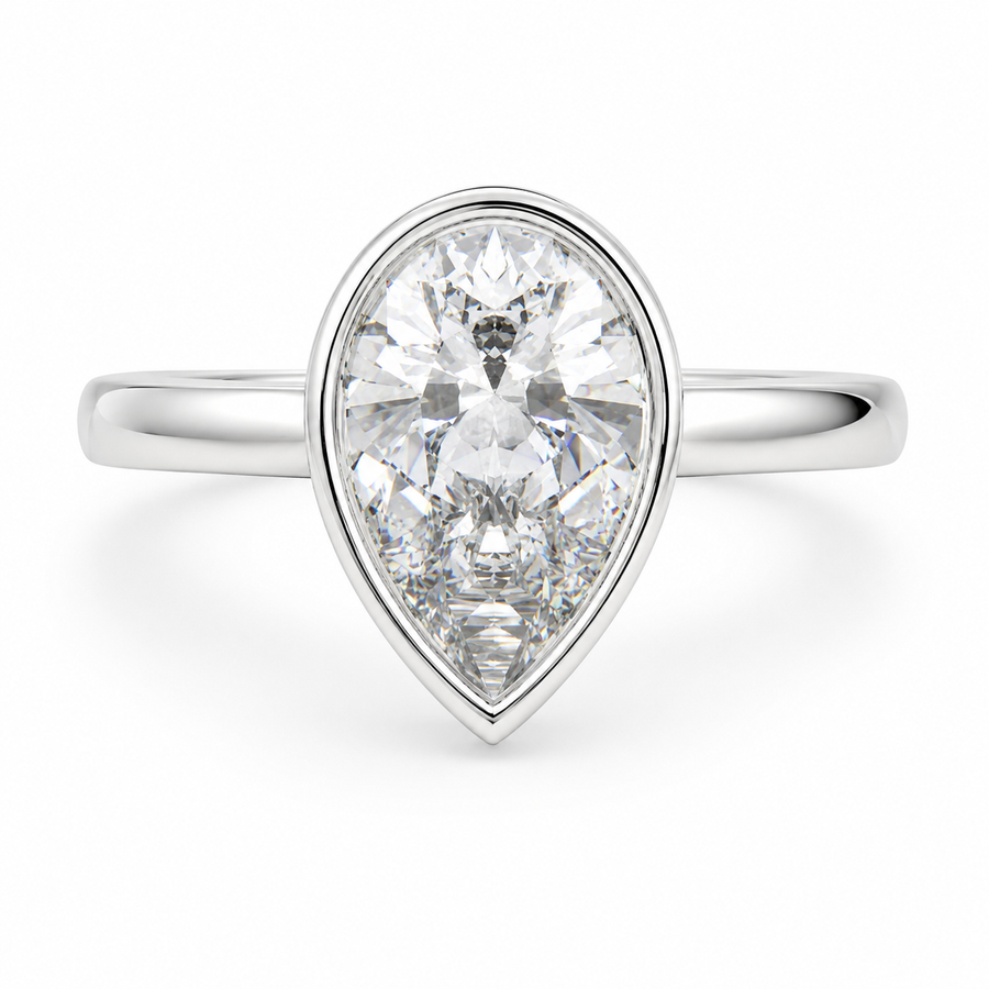 Xenia 4.15 Carat Pear Cut Halo Pave Solitaire Engagement Ring
