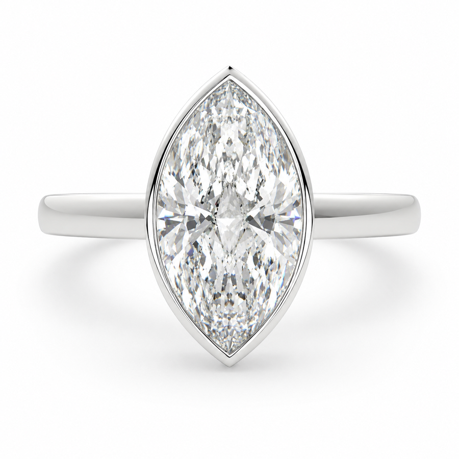 Xenia 3.15 Carat Marquise Cut Halo Pave Solitaire Engagement Ring