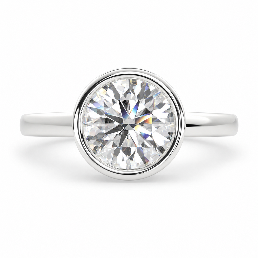 Xenia 1.15 Carat Round Cut Halo Pave Solitaire Engagement Ring