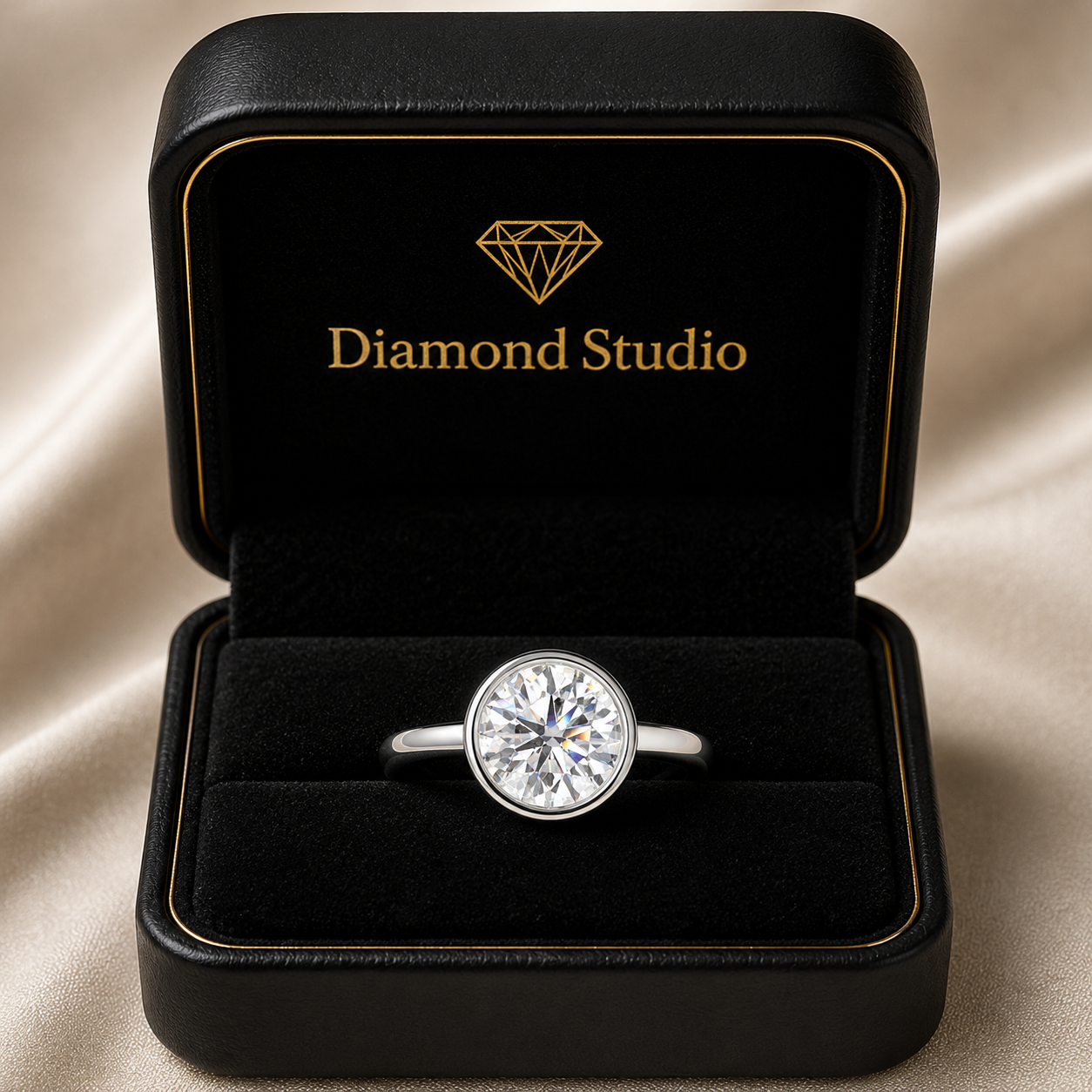 Xenia 1.15 Carat Round Cut Halo Pave Solitaire Engagement Ring