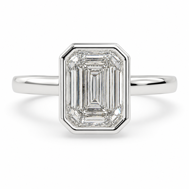 Xenia 4.15 Carat Emerald Cut Halo Pave Solitaire Engagement Ring — product image