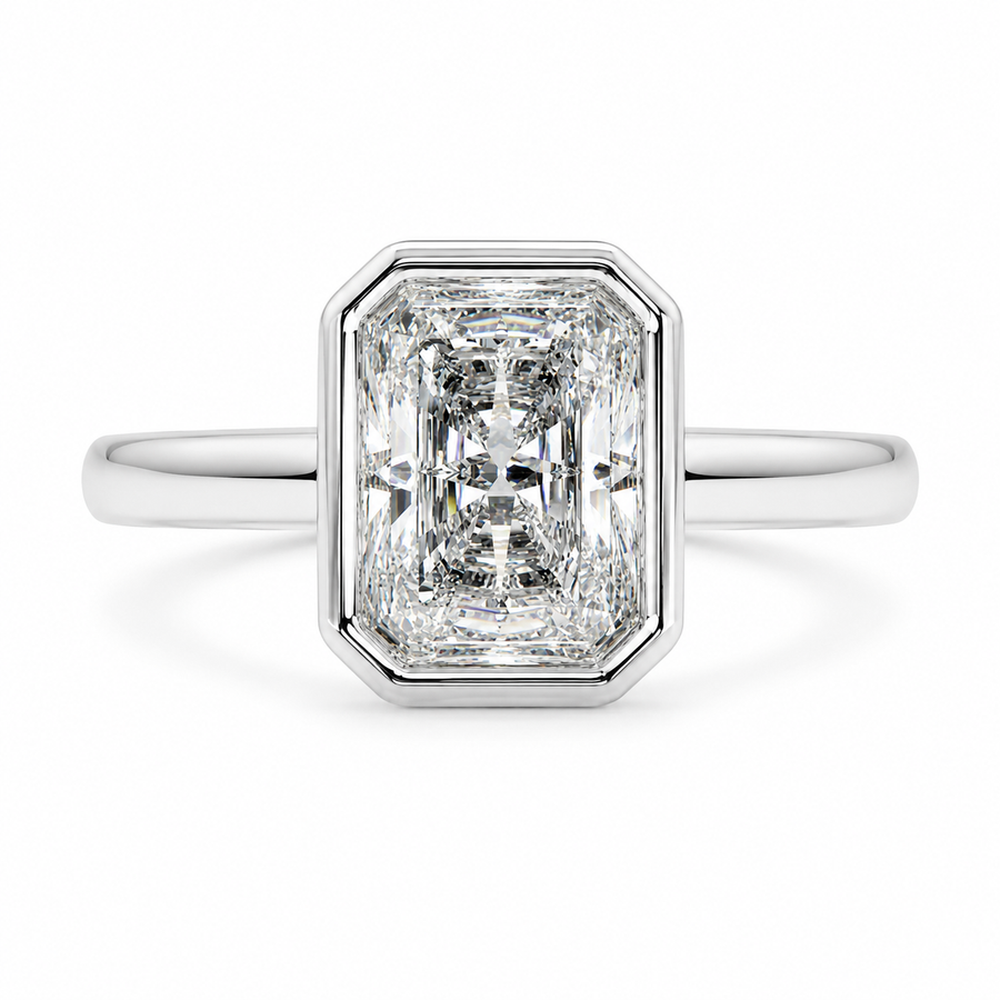 Xenia 2.15 Carat Radiant Cut Halo Pave Solitaire Engagement Ring
