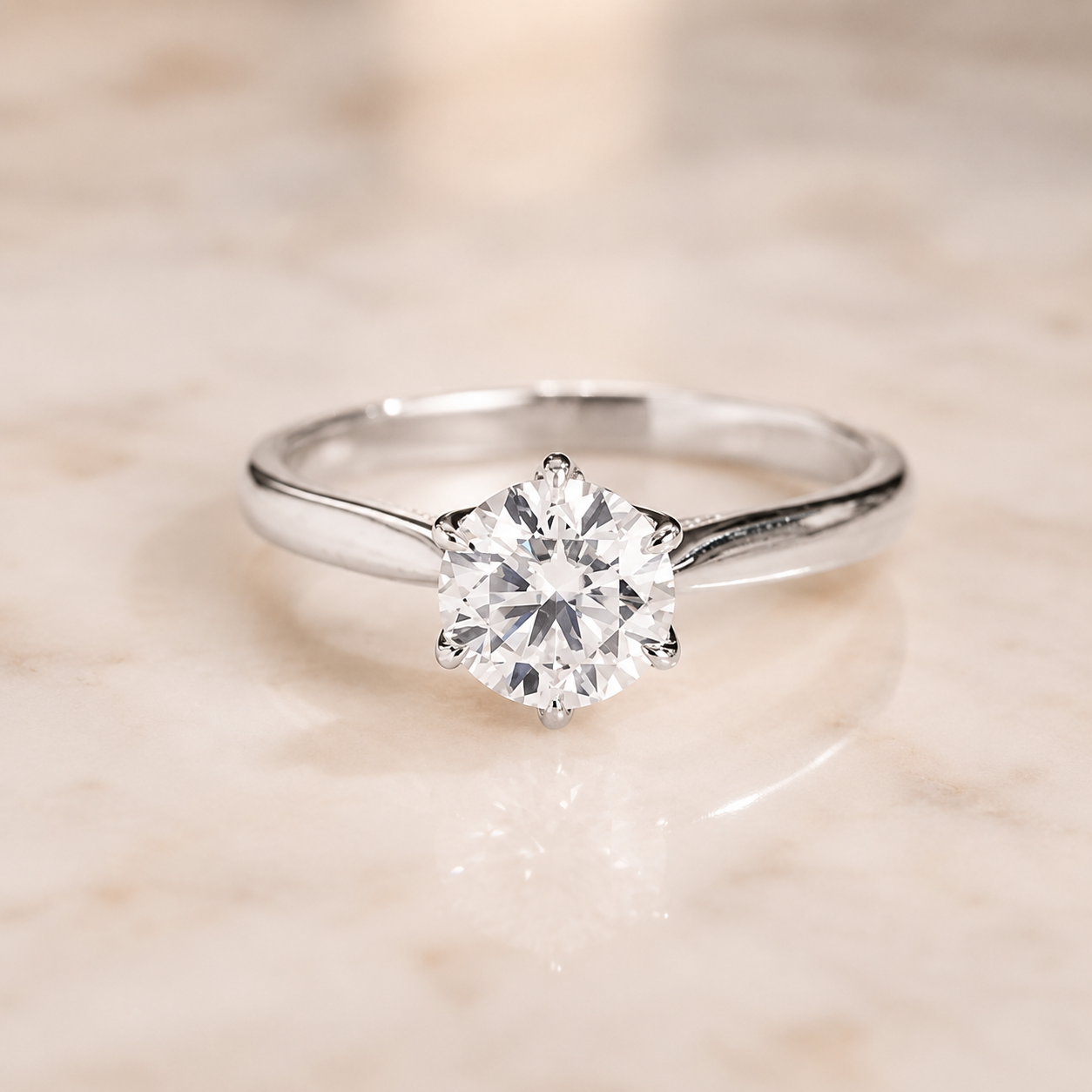 1.20 CT Round Lab-Grown Diamond Hidden Halo Engagement Ring in 14K White Gold – Tulip Set Milgrain Solitaire Design