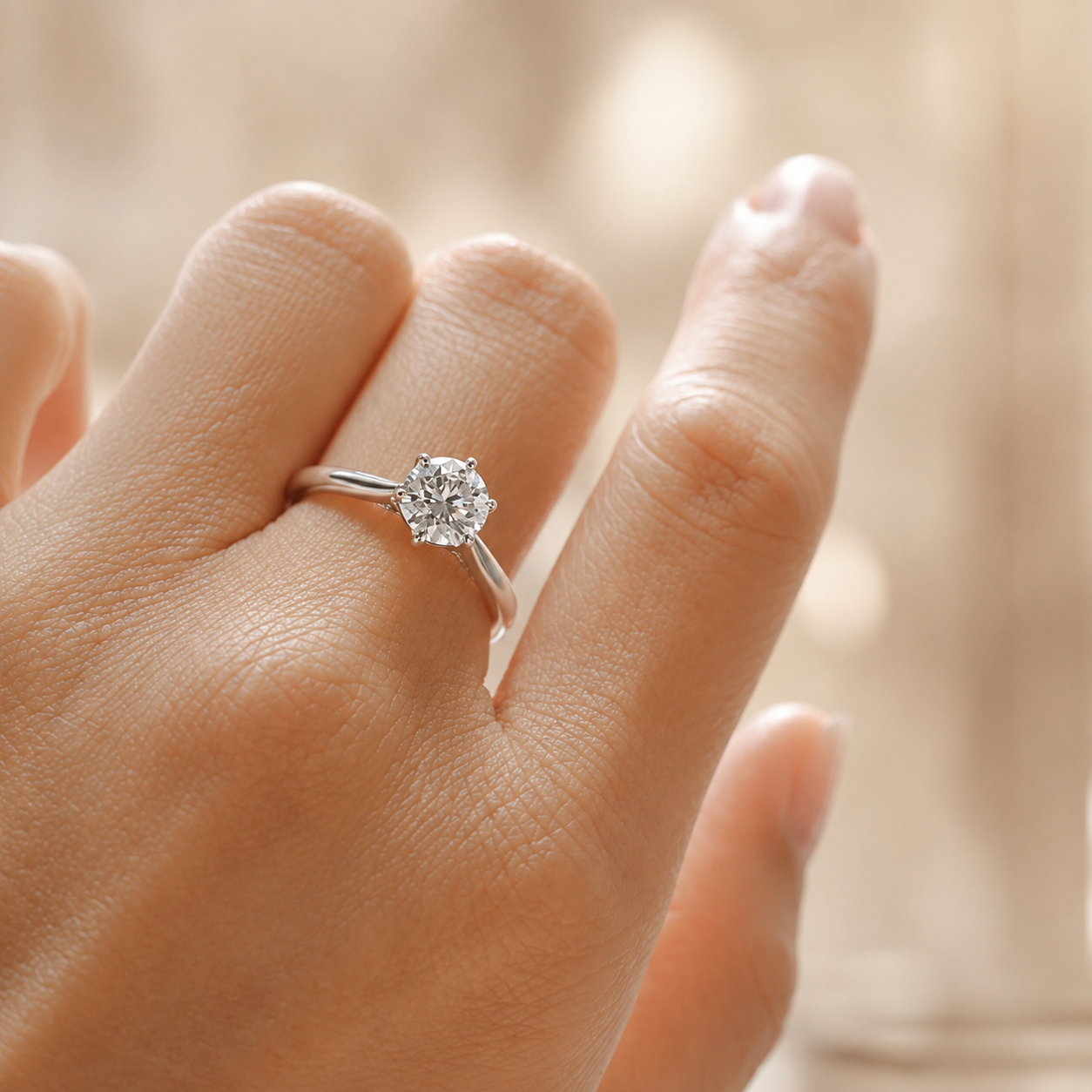 1.20 CT Round Lab-Grown Diamond Hidden Halo Engagement Ring in 14K White Gold – Tulip Set Milgrain Solitaire Design