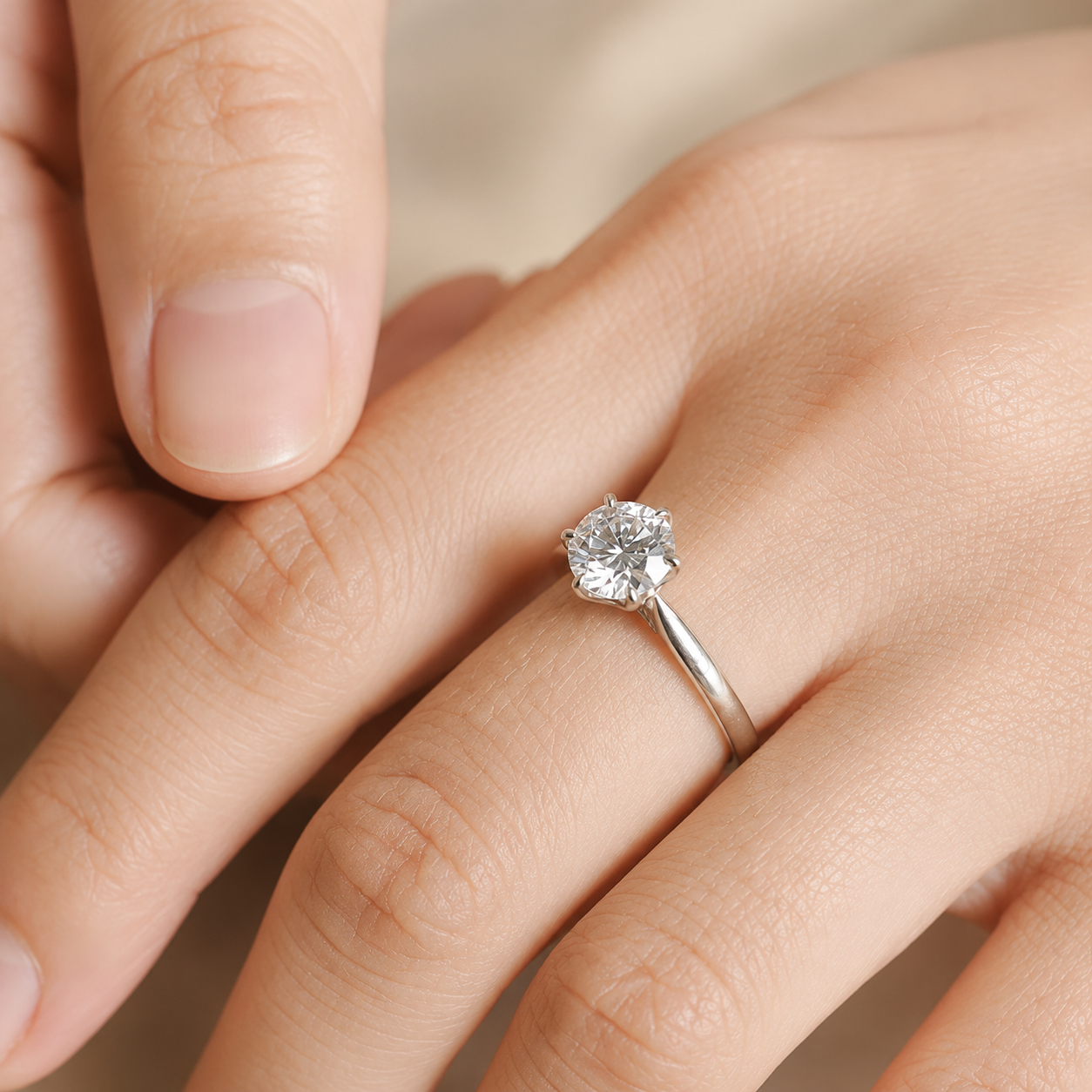 1.20 CT Round Lab-Grown Diamond Hidden Halo Engagement Ring in 14K White Gold – Tulip Set Milgrain Solitaire Design