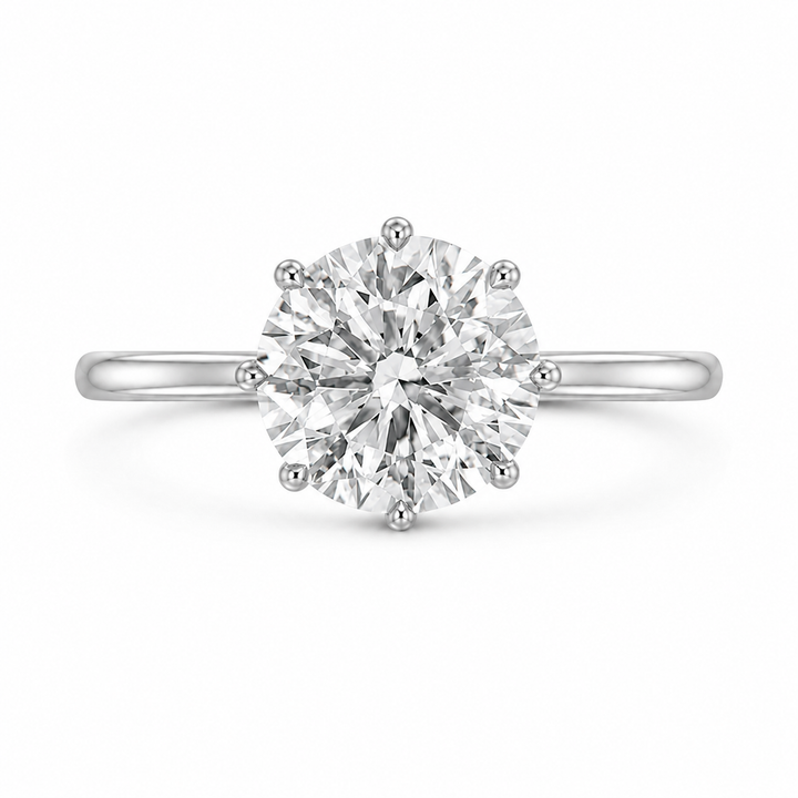 2.50 CT Round Lab-Grown Diamond Hidden Halo Engagement Ring in 14K White Gold â€“ Six-Claw Solitaire Design from Diamond Studio
